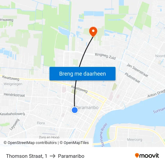 Thomson Straat, 1 to Paramaribo map