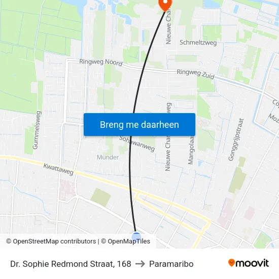 Dr. Sophie Redmond Straat, 168 to Paramaribo map
