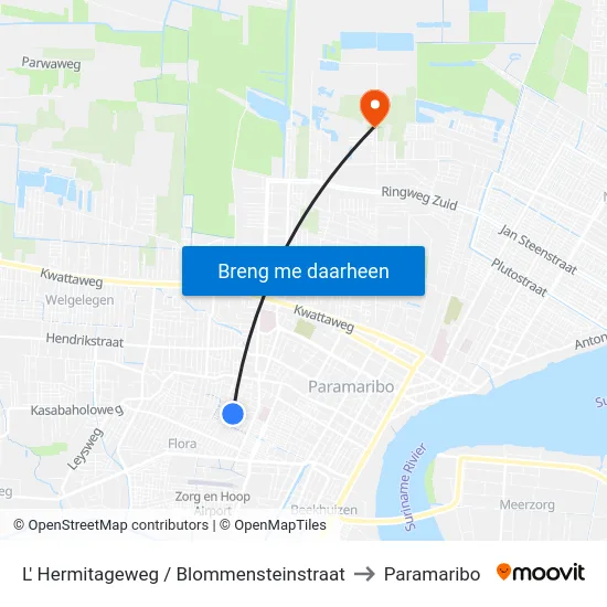 L' Hermitageweg / Blommensteinstraat to Paramaribo map