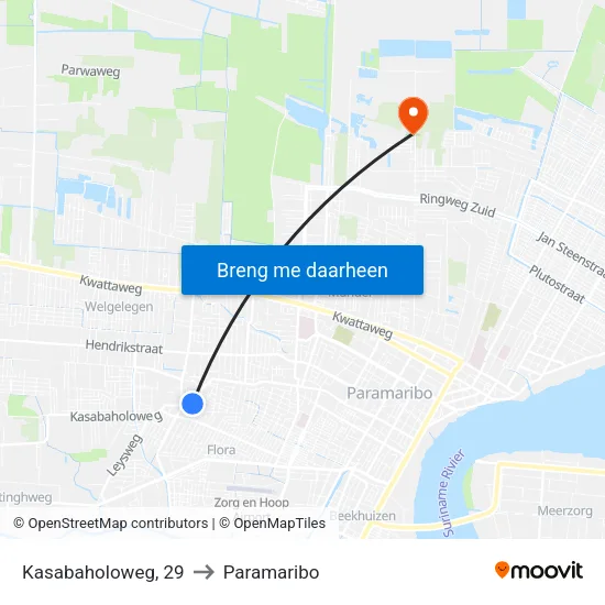 Kasabaholoweg, 29 to Paramaribo map