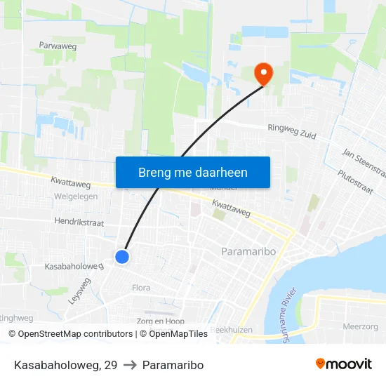 Kasabaholoweg, 29 to Paramaribo map