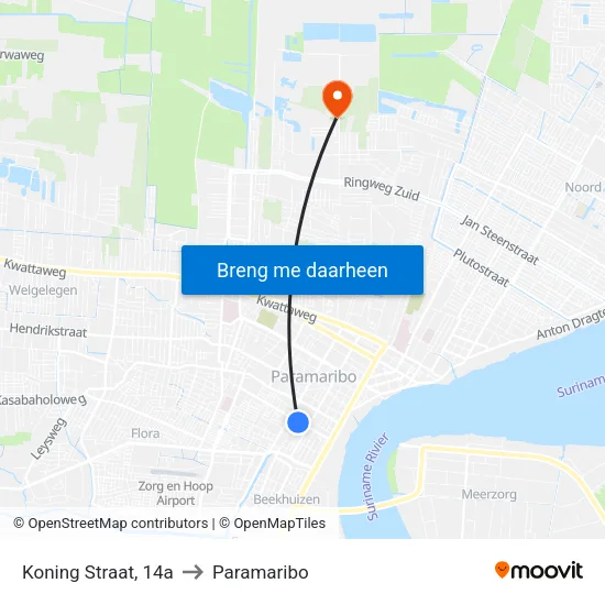 Koning Straat, 14a to Paramaribo map