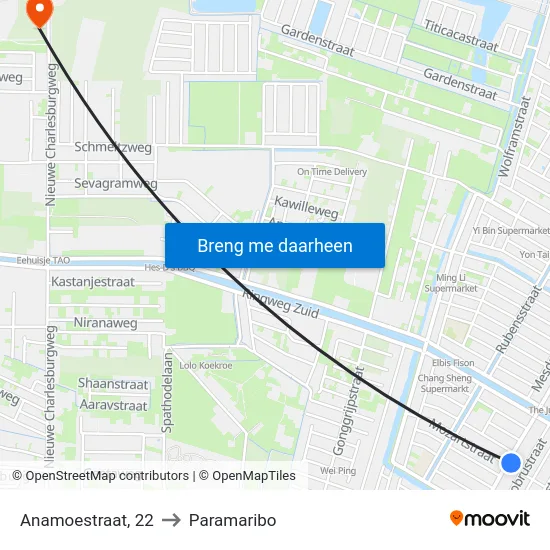 Anamoestraat, 22 to Paramaribo map