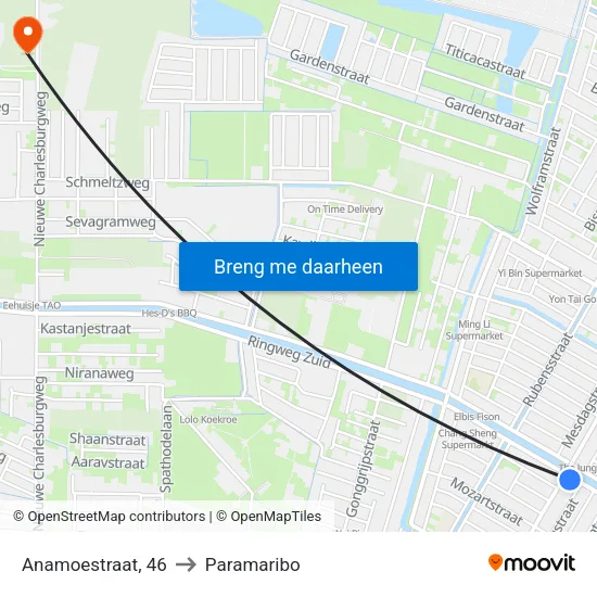 Anamoestraat, 46 to Paramaribo map