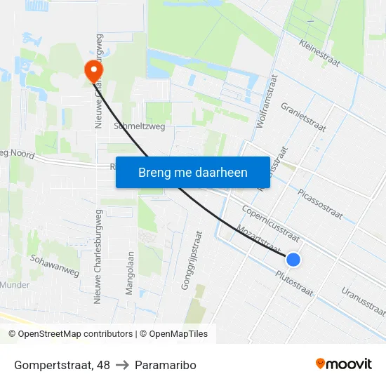 Gompertstraat, 48 to Paramaribo map