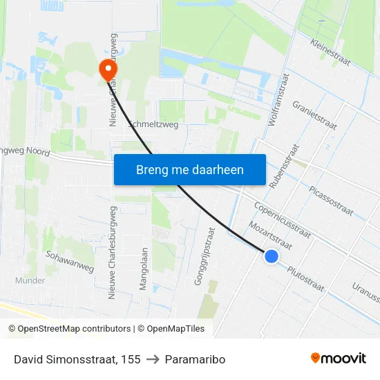 David Simonsstraat, 155 to Paramaribo map