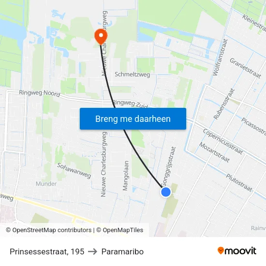 Prinsessestraat, 195 to Paramaribo map