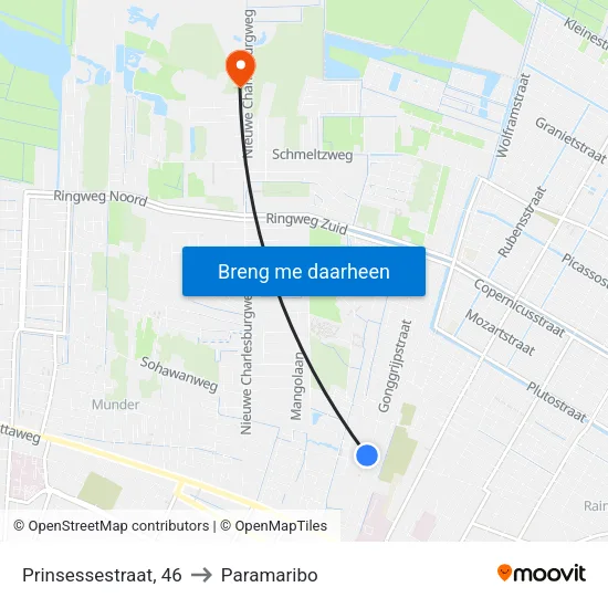 Prinsessestraat, 46 to Paramaribo map