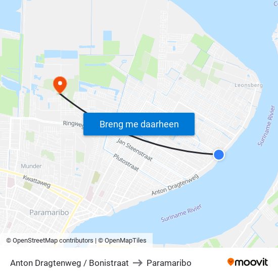Anton Dragtenweg / Bonistraat to Paramaribo map