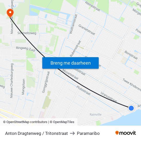 Anton Dragtenweg / Tritonstraat to Paramaribo map