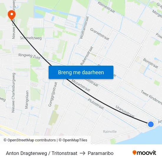 Anton Dragtenweg / Tritonstraat to Paramaribo map