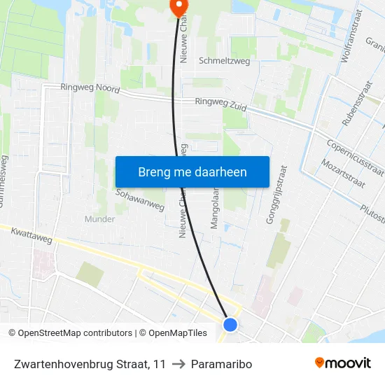 Zwartenhovenbrug Straat, 11 to Paramaribo map