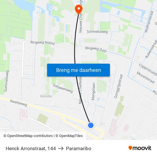 Henck Arronstraat, 144 to Paramaribo map