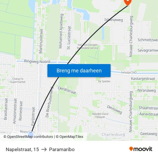 Napelstraat, 15 to Paramaribo map