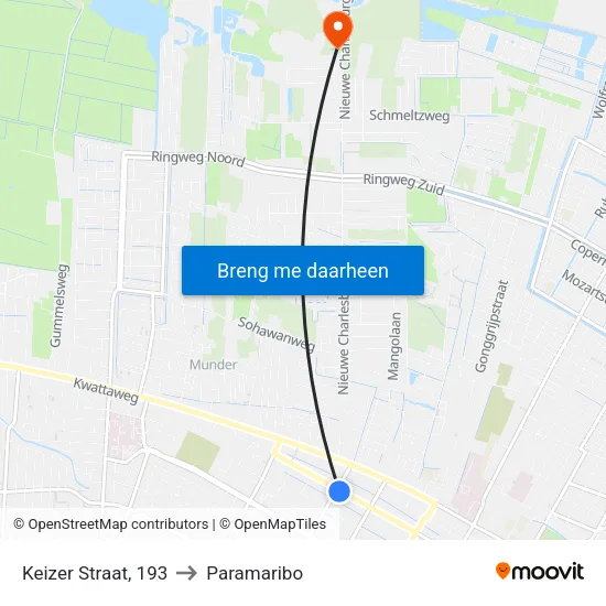 Keizer Straat, 193 to Paramaribo map