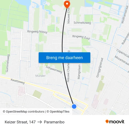 Keizer Straat, 147 to Paramaribo map