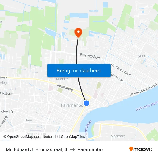 Mr. Eduard J. Brumastraat, 4 to Paramaribo map