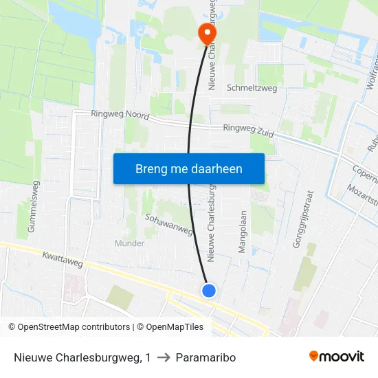 Nieuwe Charlesburgweg, 1 to Paramaribo map