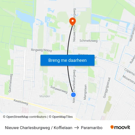 Nieuwe Charlesburgweg / Koffielaan to Paramaribo map