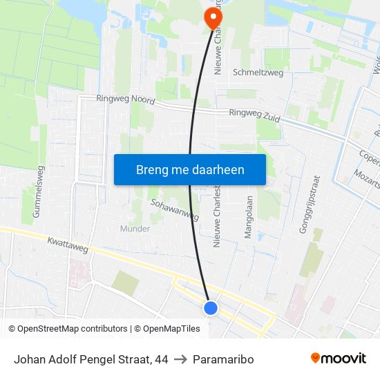 Johan Adolf Pengel Straat, 44 to Paramaribo map