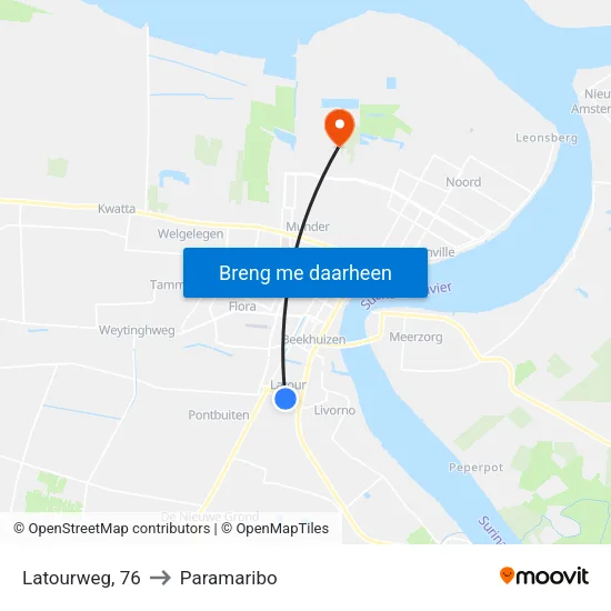 Latourweg, 76 to Paramaribo map