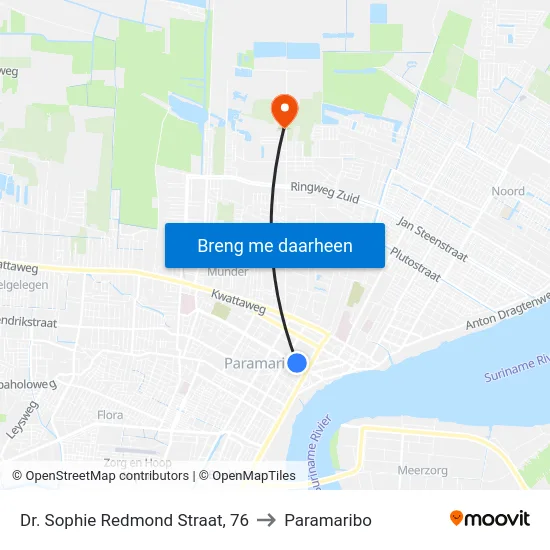 Dr. Sophie Redmond Straat, 76 to Paramaribo map