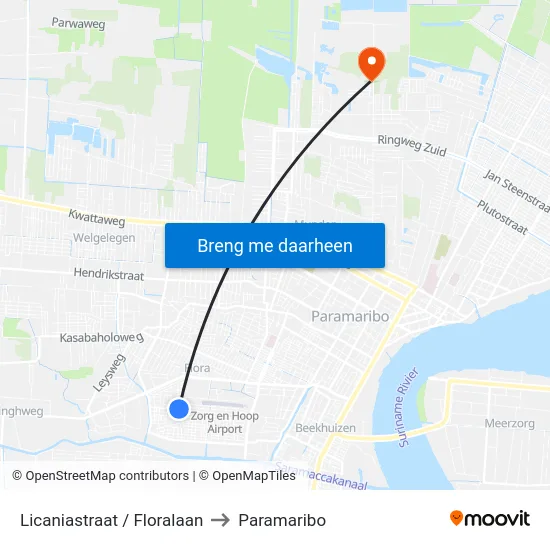 Licaniastraat / Floralaan to Paramaribo map