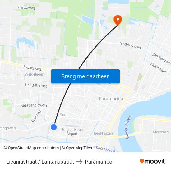 Licaniastraat / Lantanastraat to Paramaribo map