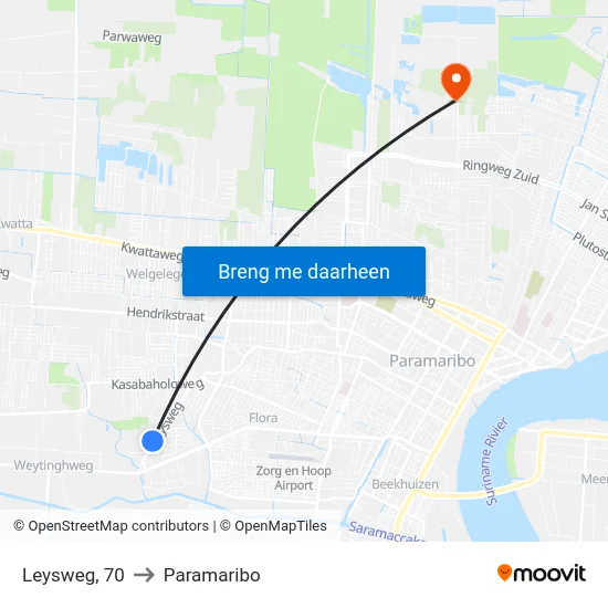 Leysweg, 70 to Paramaribo map