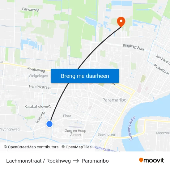 Lachmonstraat / Rookhweg to Paramaribo map