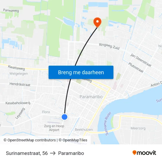 Surinamestraat, 56 to Paramaribo map