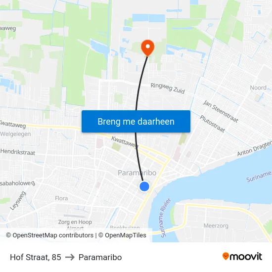 Hof Straat, 85 to Paramaribo map