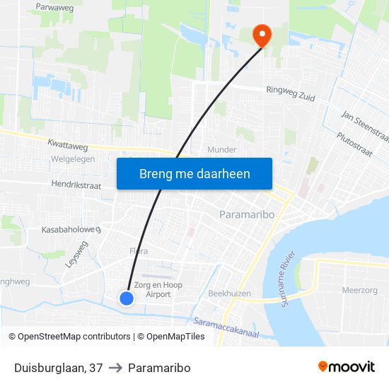 Duisburglaan, 37 to Paramaribo map