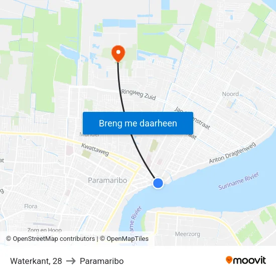 Waterkant, 28 to Paramaribo map