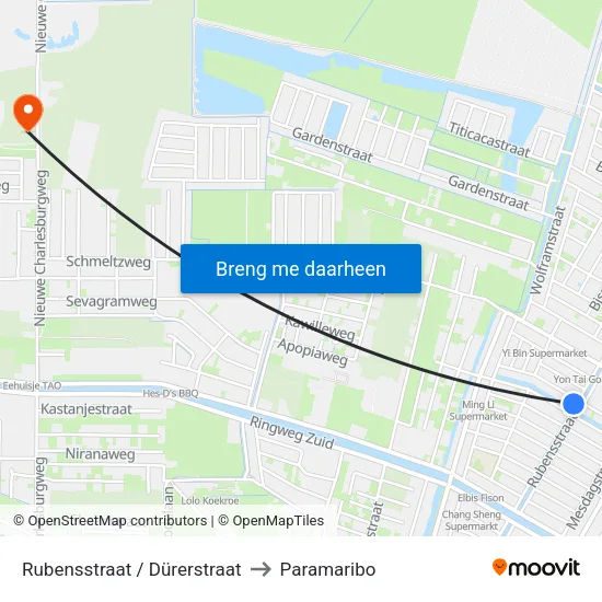 Rubensstraat / Dürerstraat to Paramaribo map