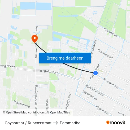 Goyastraat / Rubensstraat to Paramaribo map