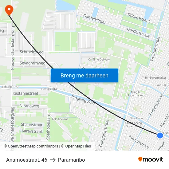 Anamoestraat, 46 to Paramaribo map