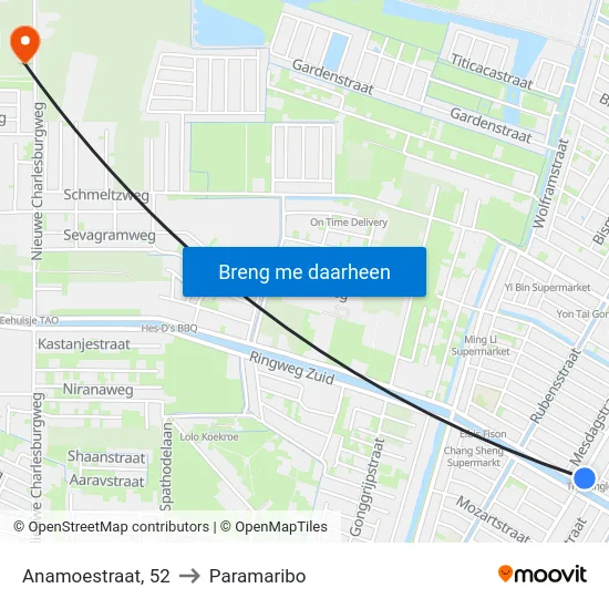 Anamoestraat, 52 to Paramaribo map