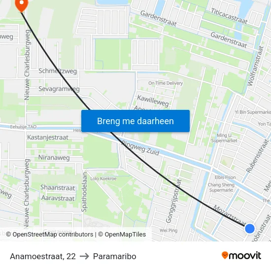 Anamoestraat, 22 to Paramaribo map