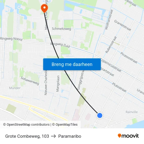 Grote Combeweg, 103 to Paramaribo map