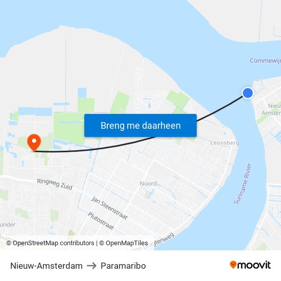 Nieuw-Amsterdam to Paramaribo map