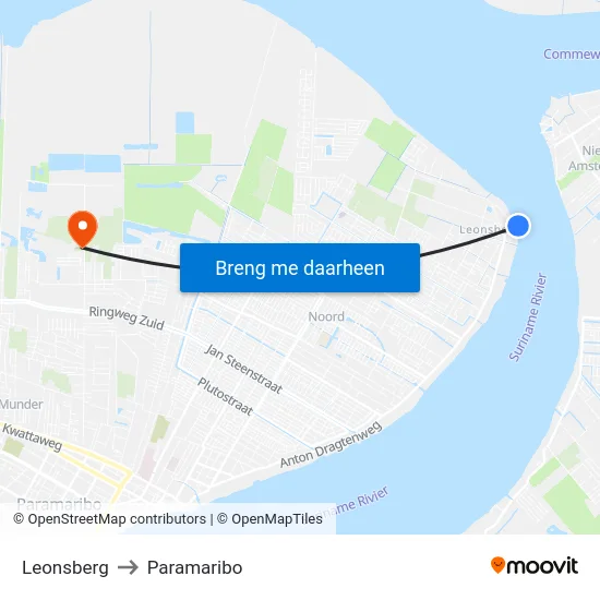 Leonsberg to Paramaribo map