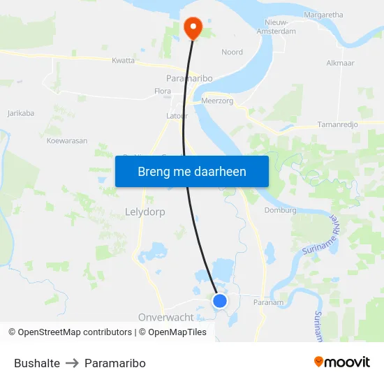 Bushalte to Paramaribo map