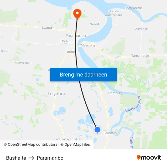 Bushalte to Paramaribo map