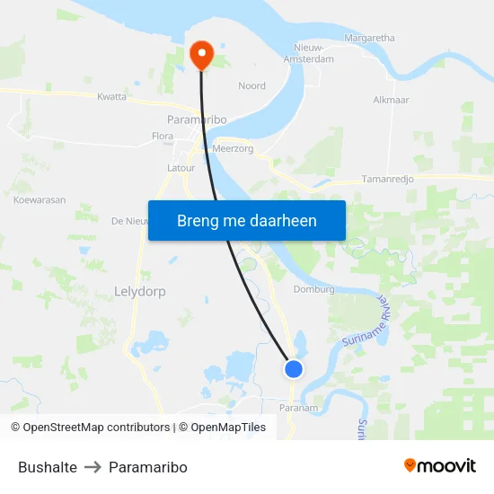 Bushalte to Paramaribo map