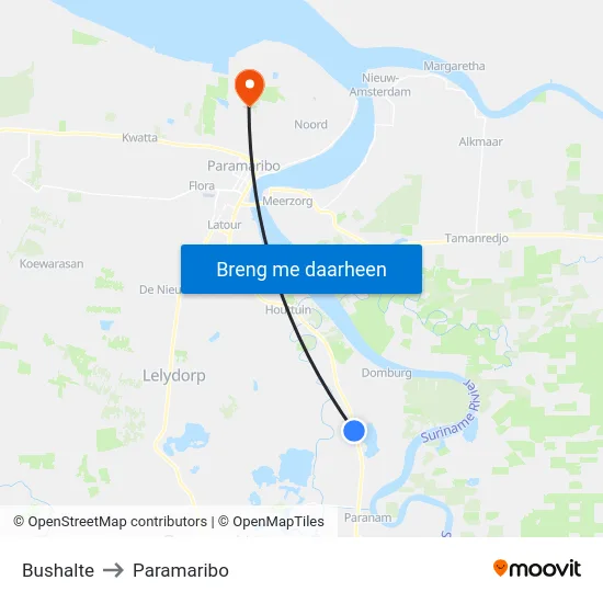 Bushalte to Paramaribo map