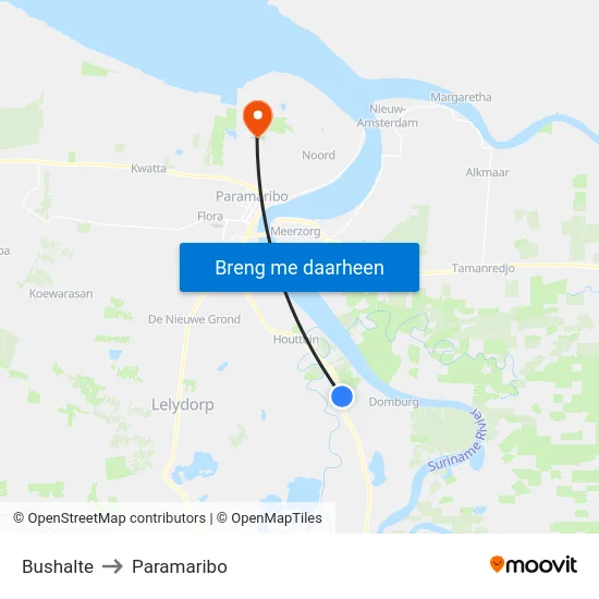 Bushalte to Paramaribo map