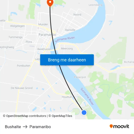 Bushalte to Paramaribo map