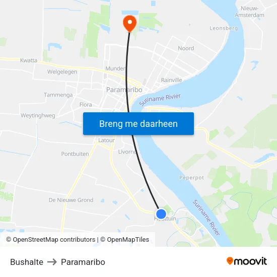 Bushalte to Paramaribo map