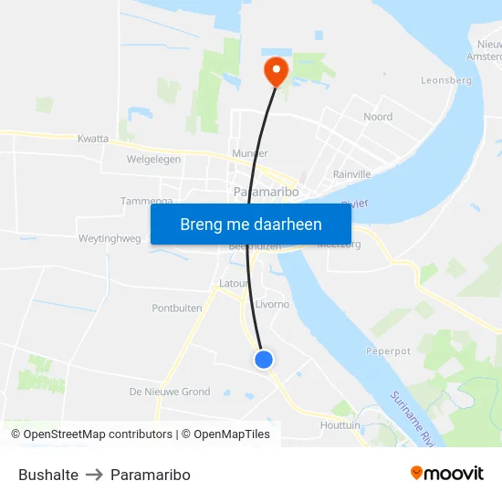 Bushalte to Paramaribo map